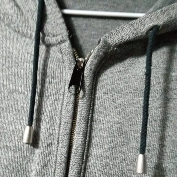 🌠 #179 Fine Ribbed Gray Zipper Hoodie - Picture 5 of 7
